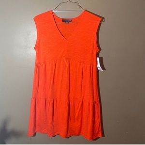 Sanctuary tee dress orange v neck tiered cotton  xl nwt